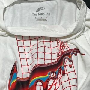 Nike White and Red Long Sleeve Tee